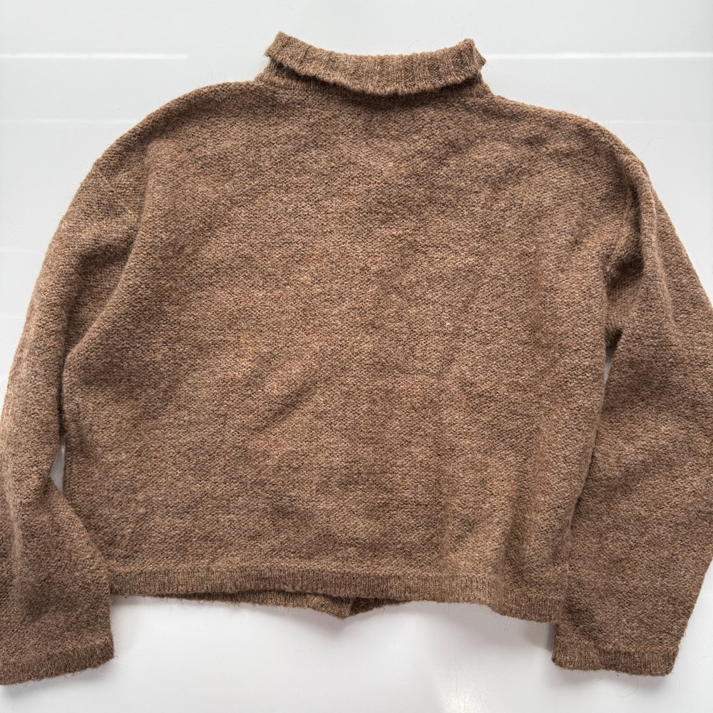 STILONOIR Short Cardigan Button Sweater Womens M? Brown Wool/Alpaca Blend Italy - Picture 6 of 11